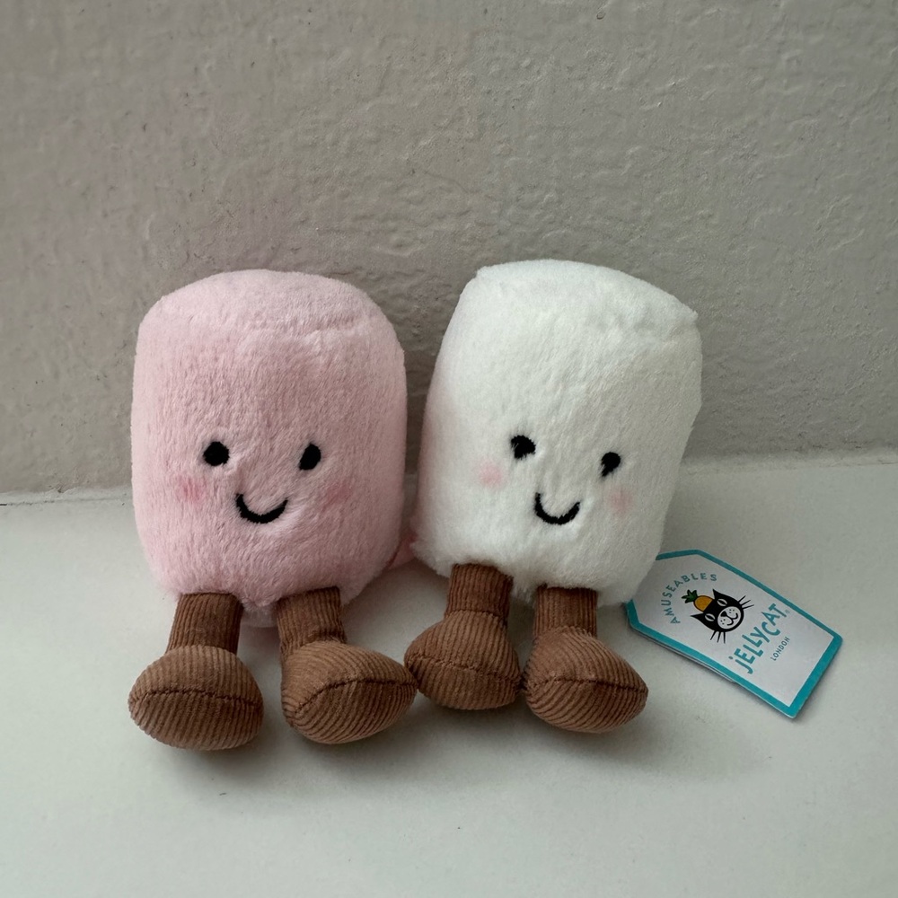 Authentic NWT Jellycat Amuseables Pink And White Marshmallows cute plush rare